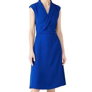 Of Mercer Allen Dress 4 Cobalt Blue A-Line Work Office V-Neck Knee Length Event